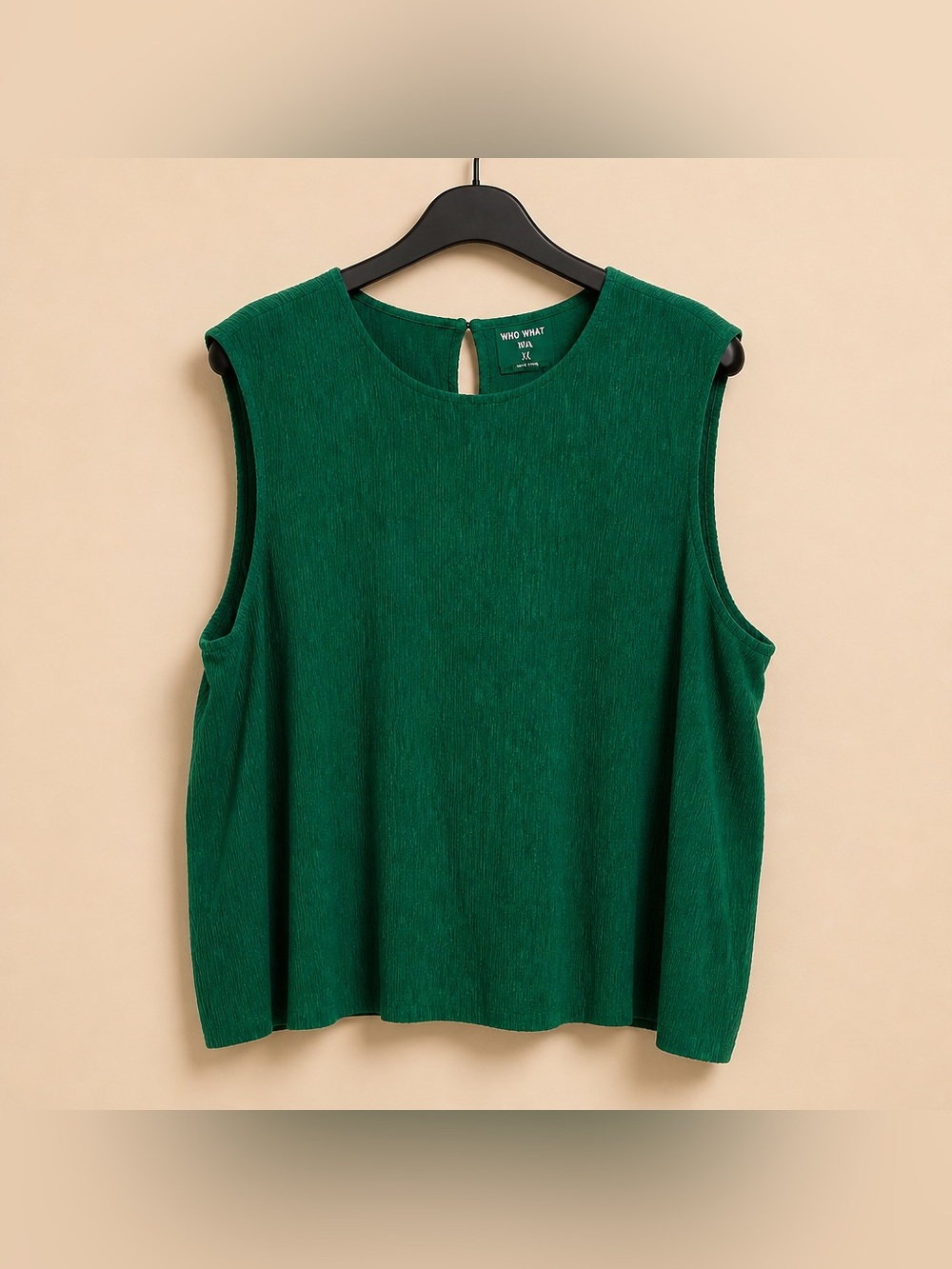 NWT Nine West 3X Sleeveless Keyhole Neck Green Texture Feel Polyester Blouse